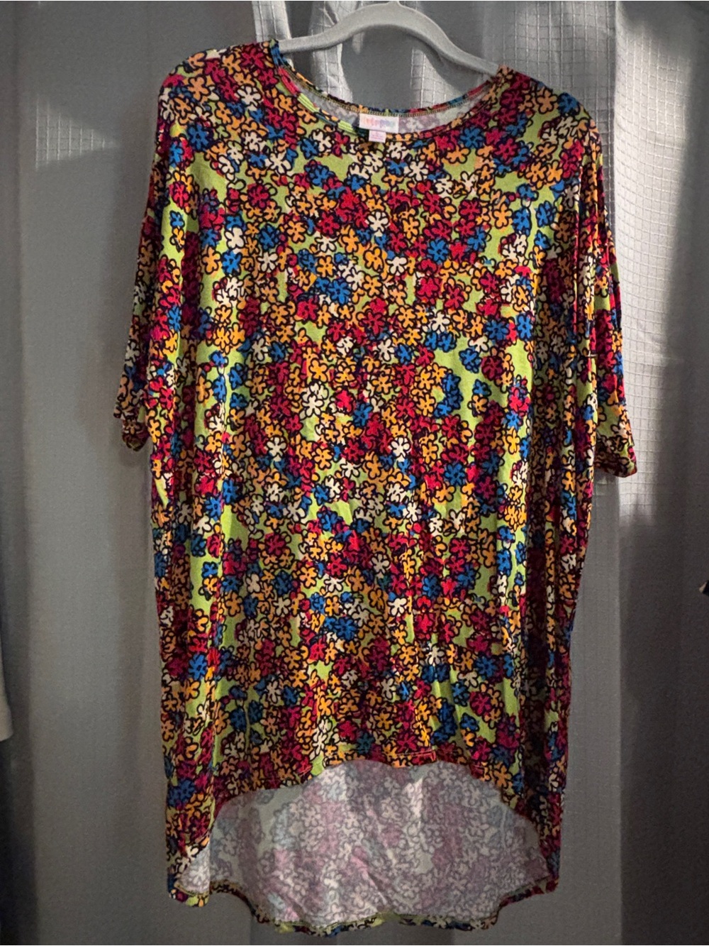 LuLaRoe Bright Floral Scoop Neck Tunic in Yellow, Red, Blue, Pink